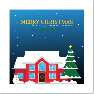 Merry Christmas and Happy New Year, enjoy winter holidays. Posters and Art